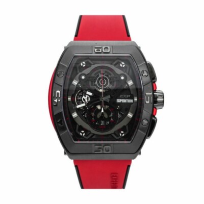 Expedition E6800 Chronograph Watch Tourbillon Style Quartz FKM Rubber Red Barrel