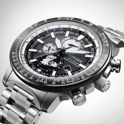 Pre-owned Citizen Promaster Sky By3006-53h Men Watch Eco-drive Direct Flight Atomic Radio