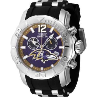 Invicta NFL Baltimore Ravens Chronograph GMT Quartz Blue Dial Mens Watch 48007