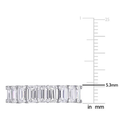 Pre-owned Amour 2 3/4 Ct Dew Emerald Created Moissanite Semi-eternity Ring In 10k White