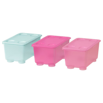 IKEA GLIS Box with lid, pink/turquoise, 6 ¾x4 '' 204.661.49