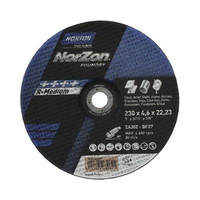 25 x disque de meulage décalé Norton NORZON III FOUNDRY 230x4,6x22,23mm