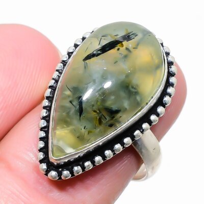 Prehnite Gemstone 925 Sterling Silver Jewelry Ring Size 8 J029