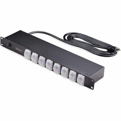 StarTech.com 8-Outlet Horizontal Rack Mount PDU, 1U Power Strip, Outlet On/Off