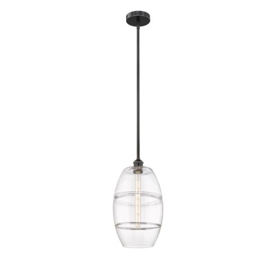 Innovations 616-1S Vaz 1Lt 10'' Stem Mini Pendant, BK/CL - 616-1S-BK-G557-10CL