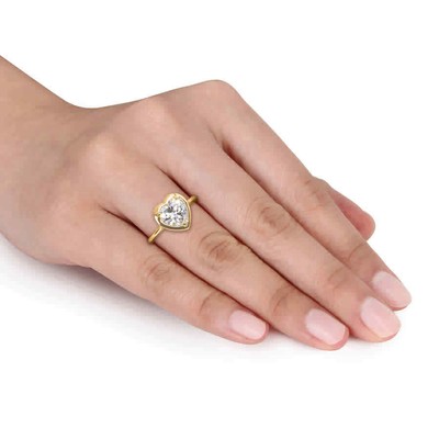 Pre-owned Amour 2 Ct Tgw Created Moissanite-white Fashion Ring 10k Yellow Gold