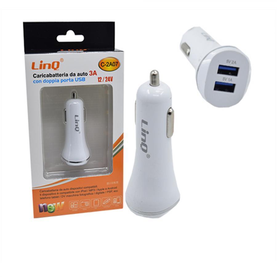 Alimentatore Caricabatterie Auto 2 Porte Usb 3A Linq C-2A07