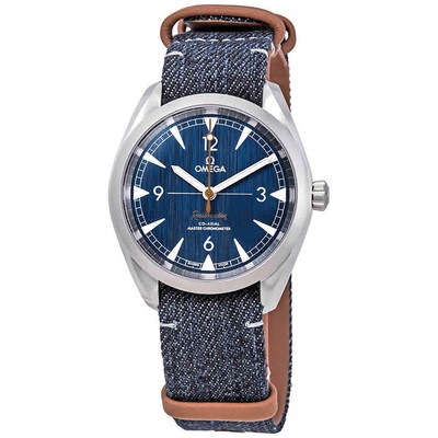 Мужские часы Omega Railmaster с автоматическим синим джинсовым циферблатом 220.12.40.20.03.001
