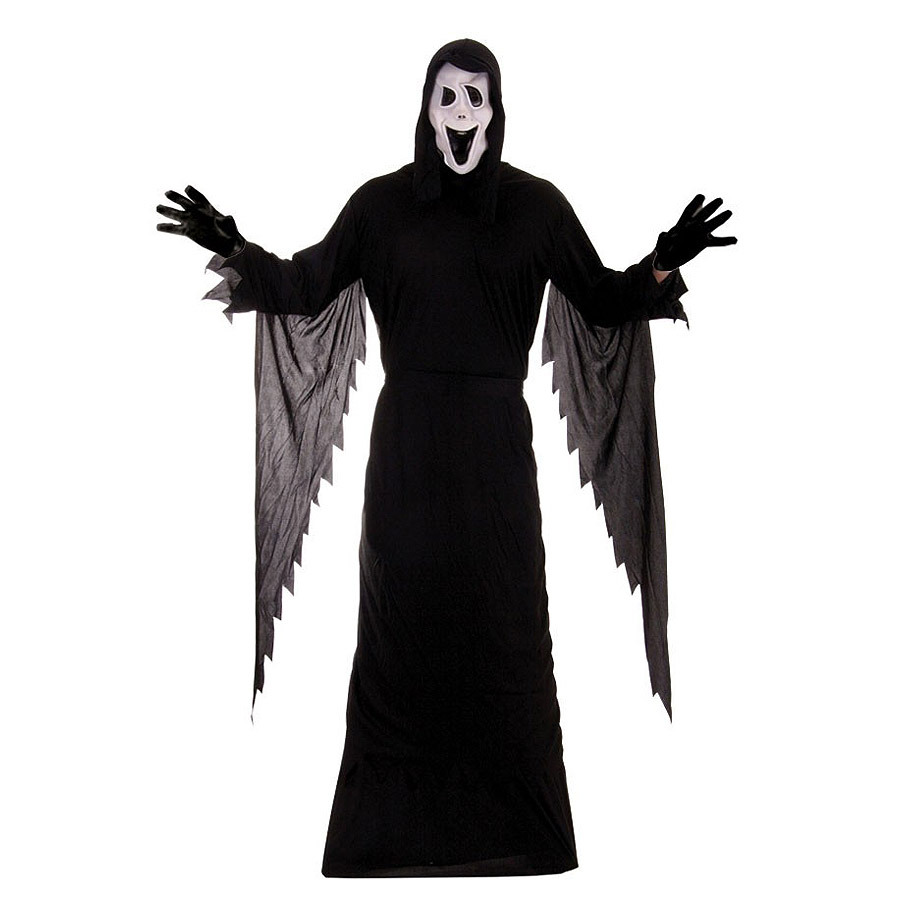 Mens Grim Reaper Ghost Halloween Horror Scream Fancy Dress Costume