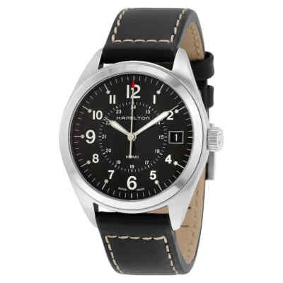 Часы Hamilton Khaki Field с черным циферблатом и черной кожей H68551733