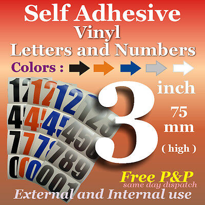 3 inch Vinyl Sticky Numbers * Self-Adhesive * Permanent * Five Colors^025