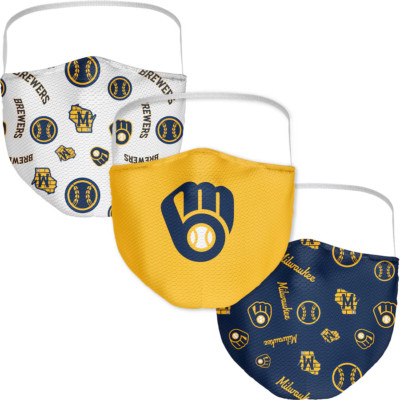 Milwaukee Brewers Fanatics Adult All Over Logo Face Covering 3-Pack
