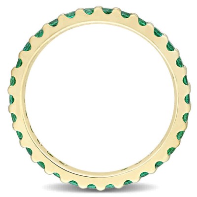 Pre-owned Amour 3/4 Ct Tgw Created Emerald Eternity Ring In 10k Yellow Gold