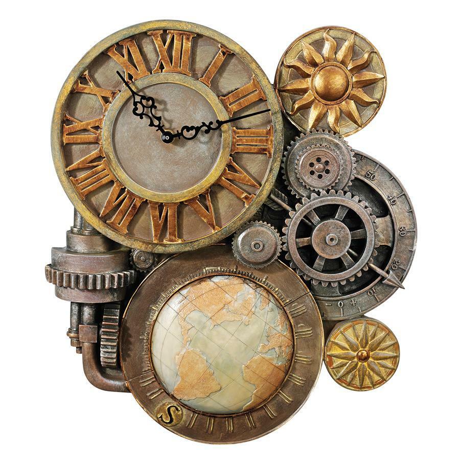 Home Furniture Diy Clocks Industrial Wood Vintage Bronze Gear