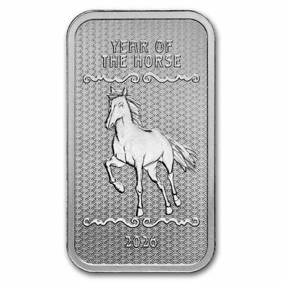 Lunar 2026  Year of the Horse  5 oz Silber 999 Silber Barren Apmex