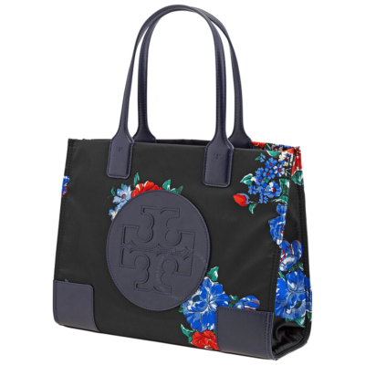 Tory Burch Women's Ella Printed Tote Bag, Black Tea Rose, style# 64614 |  eBay