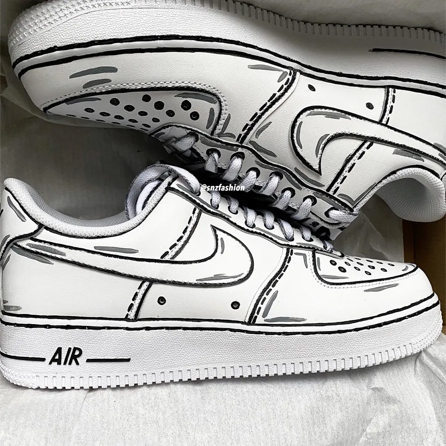 Air Force 1 Custom Low Cartoon Dark Orange Shoes White Black Outline M –  Rose Customs, Air Force 1 Custom Shoes Sneakers Design Your Own AF1