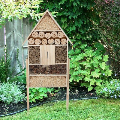 XXL Insektenhotel auf Stelzen 119x50x12 cm - Holz Bienen Hotel Insektenhaus