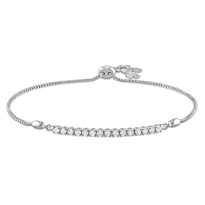 Pre-owned Amour 1/3 Ct Tw Diamond Bolo Bracelet In 14k White Gold