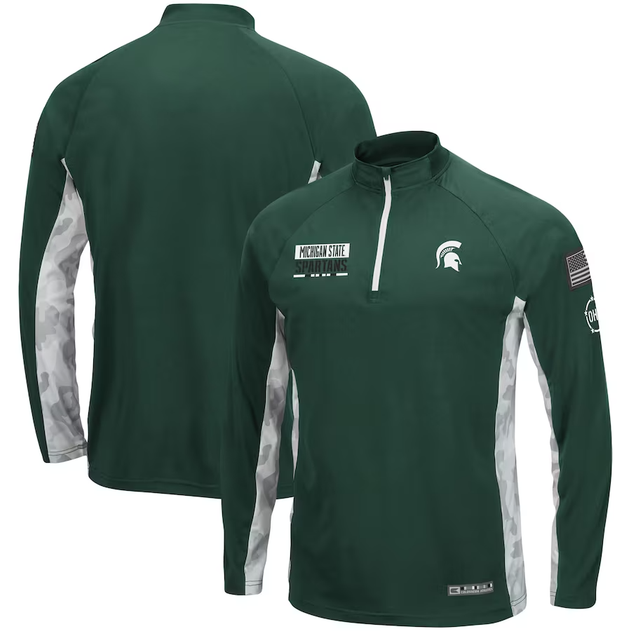 Военная куртка Michigan State Spartans Military Appreciation Мужская XL 1/4 на молнии НОВАЯ