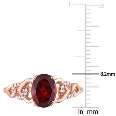 Pre-owned Amour 1 3/8 Ct Tgw Oval Garnet And Diamond Accent Link Ring In 10k Rose Gold In Pink