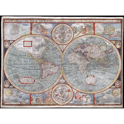 Speed 1626 Pictorial Map World Hemispheres Canvas Wall Art Print Poster