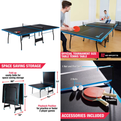 Official Size Tennis Ping Pong Table 2 Paddles and Balls Included