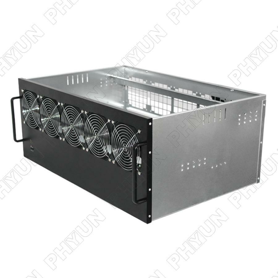 For   PC Server Open Air Rig Mining Frame 12-13 Graphices Card Case w/5 Fans