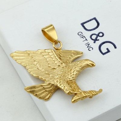 DG Men's Stainless Steel,EAGLE 53mm Pendant,Gold plated + Box