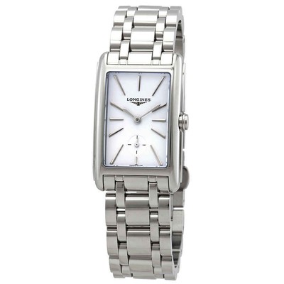 Женские часы с белым кварцевым циферблатом Longines DolceVita