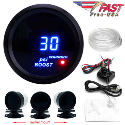 Digital Boost Gauge 52mm 0-30 PSI Turbo Pressure Meter 2'' with FREE Mount