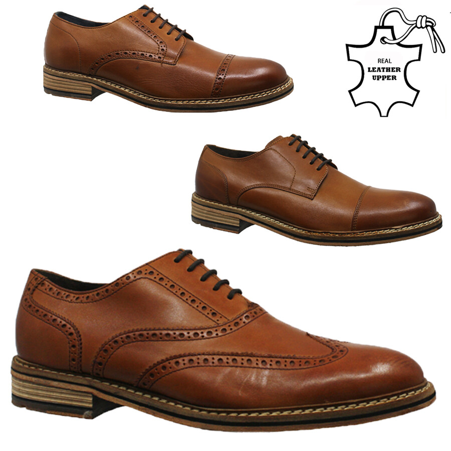 New Mens Real Leather Italian Casual Formal Brogue Oxford Office