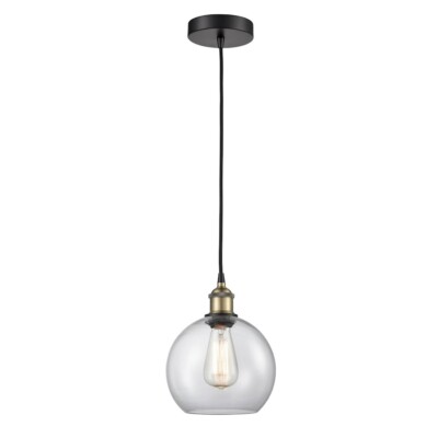 Innovations Edison Athens 1Lt 8'' Cord Mini Pendant, BKB/CL - 616-1P-BAB-G122-8