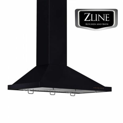 ZLINE 36'' NEW DESIGNER WALL RANGE HOOD BLACK FINISH CROWN MOLDING LED 8KBB-36