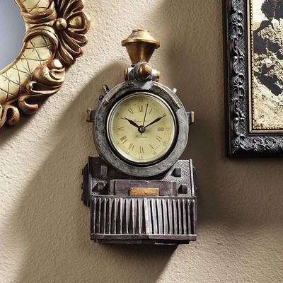 Small Vintage Locomotive Train Wall Clock Old Fashioned Stea
