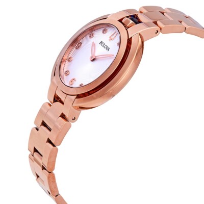 Pre-owned Bulova Rose Gold Womens Analogue Watch Rubaiyat 97p130