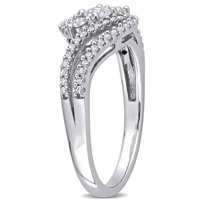 Pre-owned Amour 1/2 Ct Tw Diamond Bypass Ring In 10k White Gold