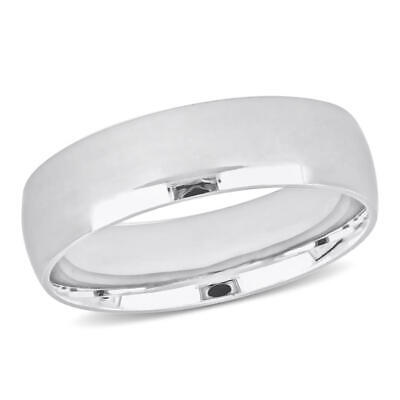 Pre-owned Amour Men's 6mm Finish Wedding Band In 14k White Gold