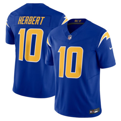 Men's #10 Justin Herbert White Vapor F.U.S.E. Limited Jersey - All Stitched