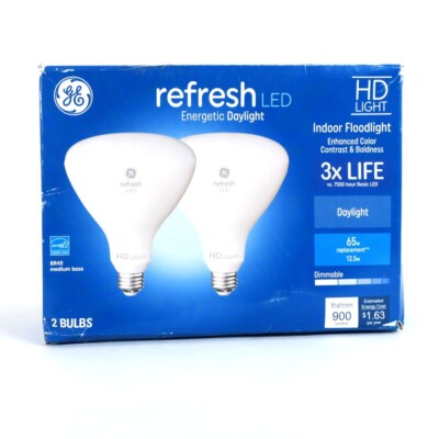 GE Refresh LED Energetic Daylight HD Light 3x Life, 65W Dimmable 900 Lumens BR40