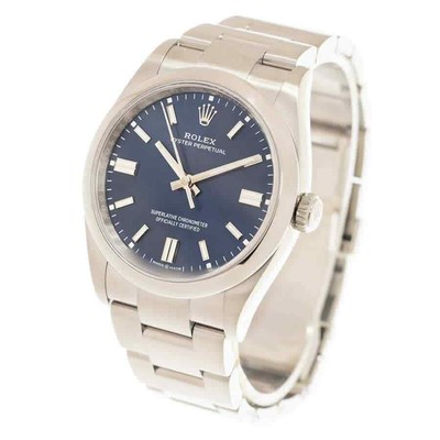 Pre-owned Rolex Oyster Perpetual Automatic Chronometer Blue Dial Men's Watch 126000blso