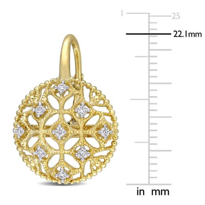 Pre-owned Amour 1/5 Ct Tw Diamond Lace Leverback Earrings In 14k Yellow Gold