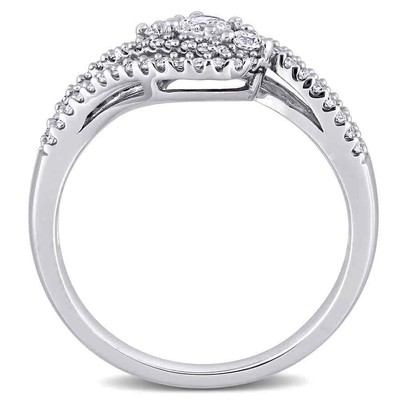 Pre-owned Amour 1/2 Ct Tw Diamond Bypass Ring In 10k White Gold