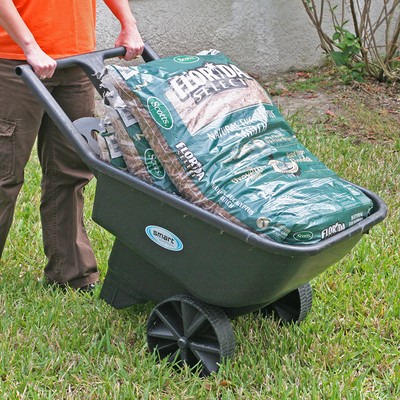 Wheelbarrow Poly Yard Cart Smart Garden 4.5-cu Ft Black Utility Dump Lawn Yard