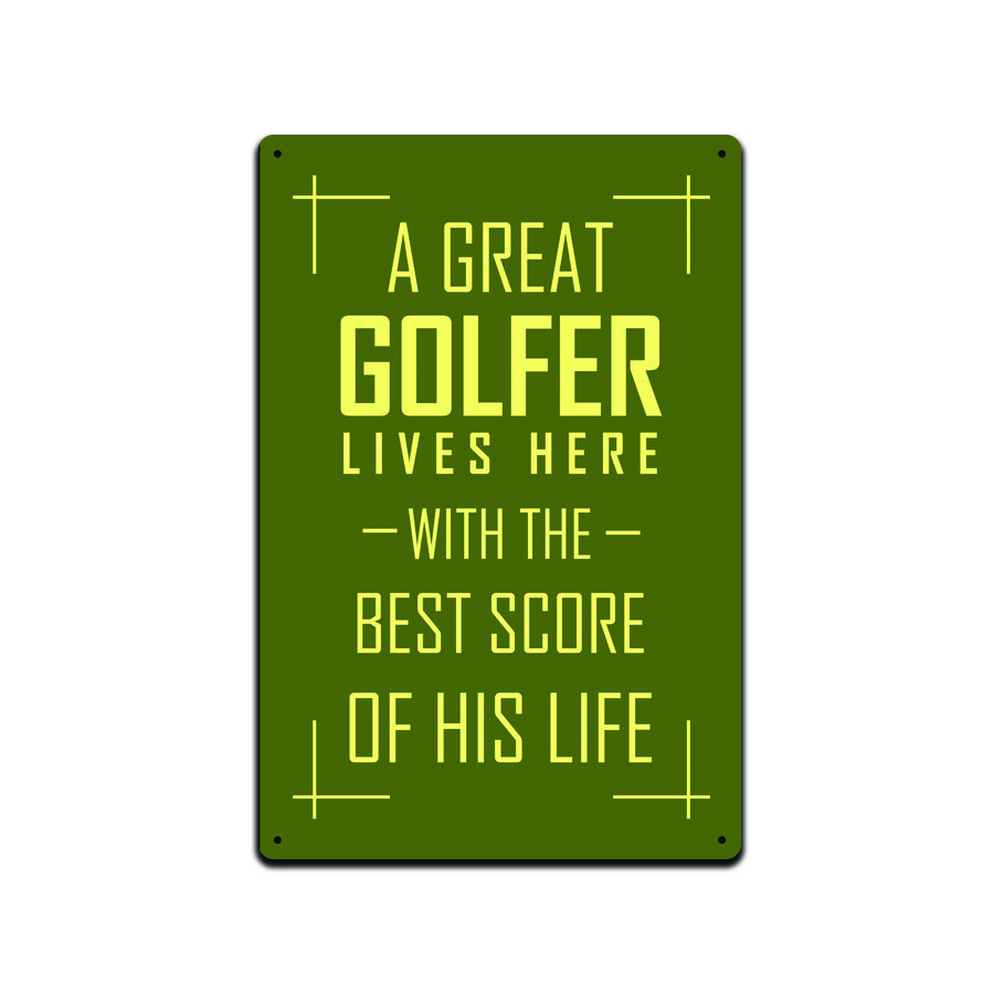 Wall Decor - Metal Sign 12 X 8 In. A Great Golfer Lives Here With