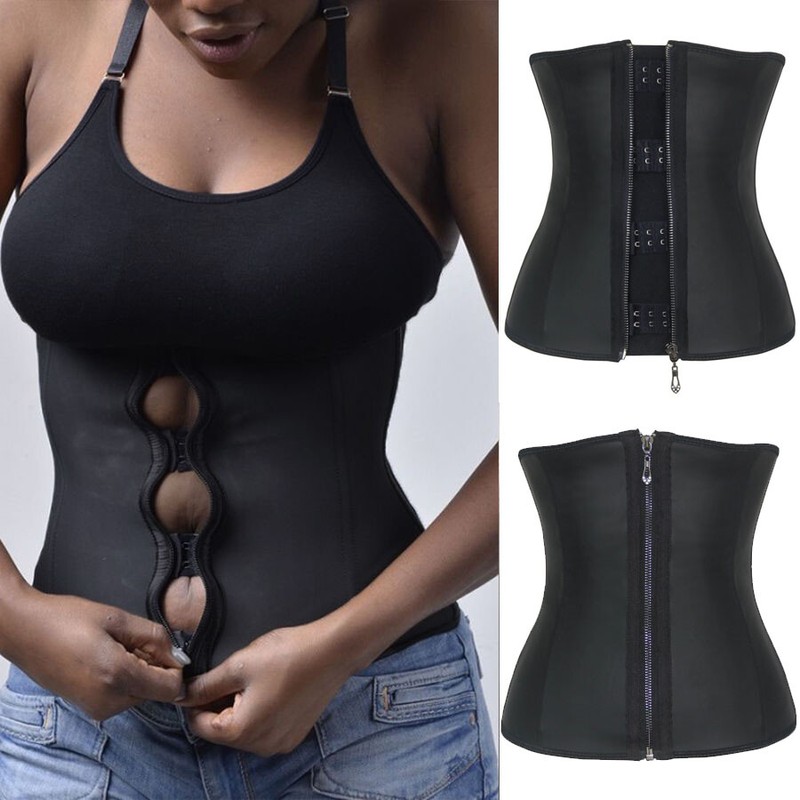 Fajas Colombianas Zip Latex Waist Trainer Weight Loss Cincher Slim Tummy Corsets