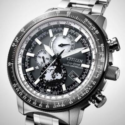 Pre-owned Citizen Promaster Sky By3006-53h Men Watch Eco-drive Direct Flight Atomic Radio