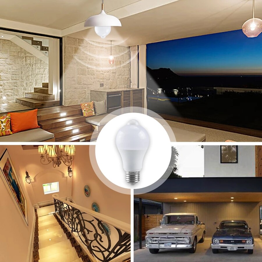 4x Dusk to Dawn E27 PIR Motion Sensor Lamp 12W LED Bulb Light Infrared Motion