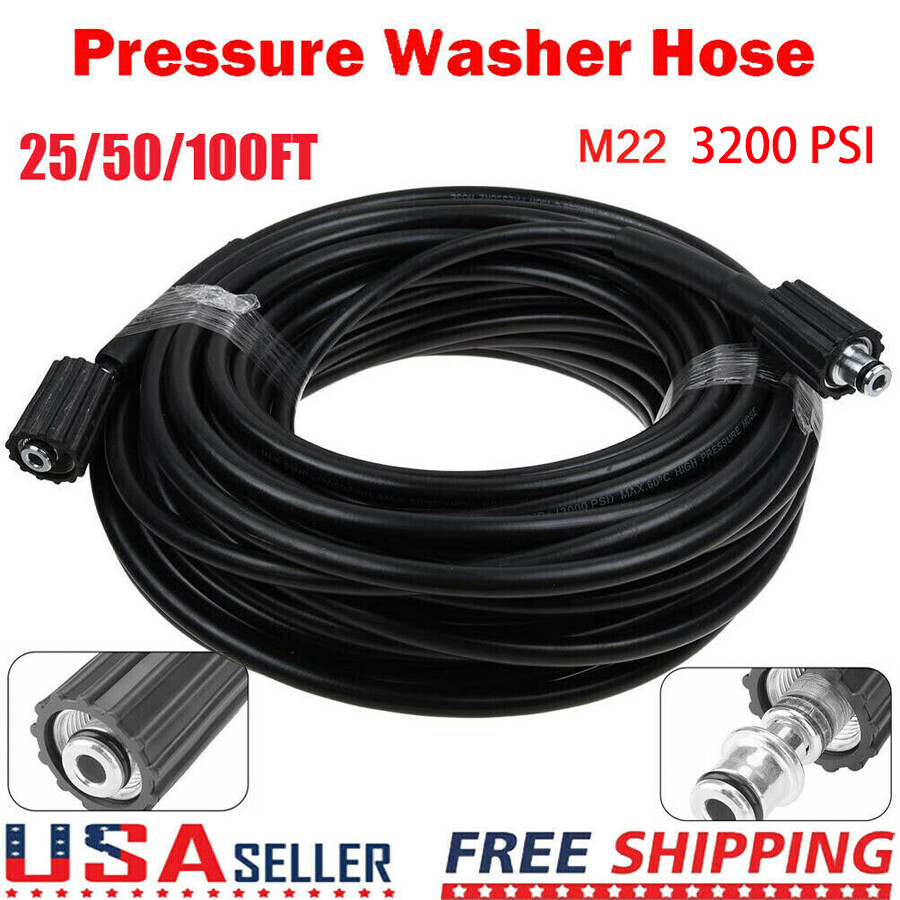 High Pressure Washer Hose 25/50FT 3000PSI M22 Power Washer E