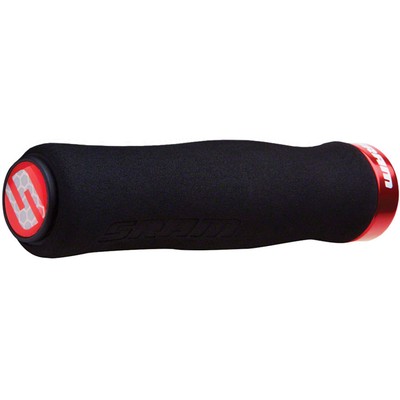 SRAM Locking Foam Contour Grips Black with Single Red Clamp and End Plugs